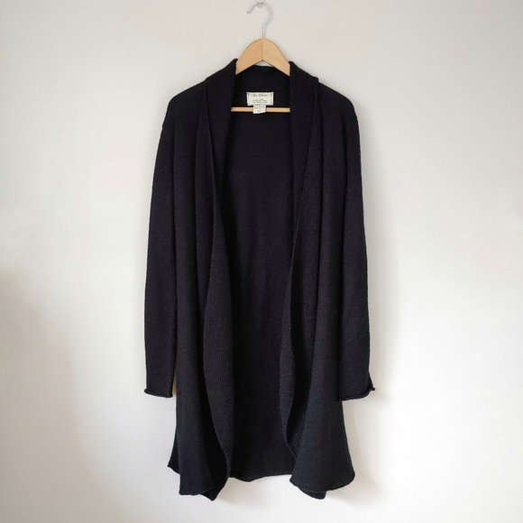 La Llama Alpaca Wool Long Cardigan Sweater - Black Size Large - Picture 3 of 13